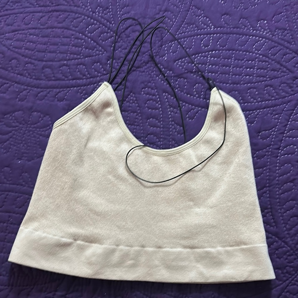 OUT FROM UNDER BY URBAN OUTFITTERS White/grey Tank CROP TOP SZ Large